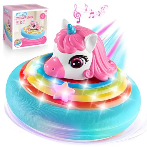 Hot Bee Einhorn Hover Fußball – Musikspielzeug für Kinder, schwebender Indoor-Ball, Geschenk für Mädchen 3-8 Jahre