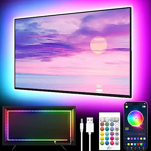 GIPOYENT LED TV-Hintergrundbeleuchtung, 5M Musik Sync RGB-Lichtstreifen für 45-75 Zoll Fernseher