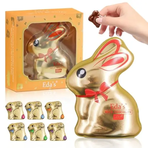 60g Kinderschokolade Osterhasenform mit Geschenkbox - Pralinen für Erwachsene und Kinder