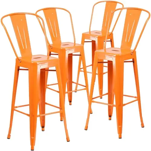 Flash Furniture Lily Barhocker, 76,2 cm hoch, Orange, 4 Stück