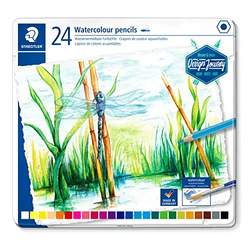 STAEDTLER 14610C M24 Buntstift im Metalletui mit 24 leuchtenden Farben für Aquarelleffekte