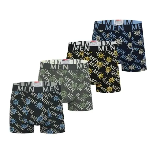 Trendy Boy 4er-Pack Herren Baumwoll-Trunks, bequem & atmungsaktiv, Regular Fit, Alltagsunterwäsche