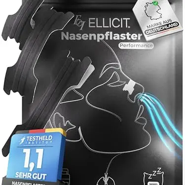 Ellicit Nasenpflaster Schwarz, 30er Pack - Premium Nasenstrips gegen Schnarchen & für besseren Schlaf