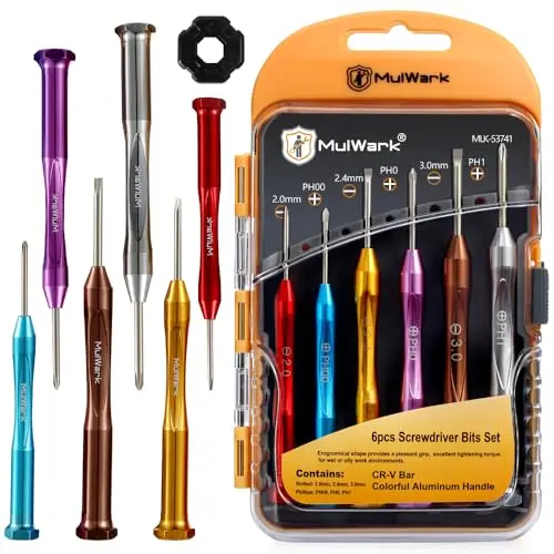MulWark 6-teiliges Magnetisches Mikro Schraubendreher Set für Brillen, Uhren & Elektronik