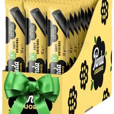 Panda® Natürliche weiche Lakritz Riegel - Vegan & fettfrei, 32 g x 36 Riegel