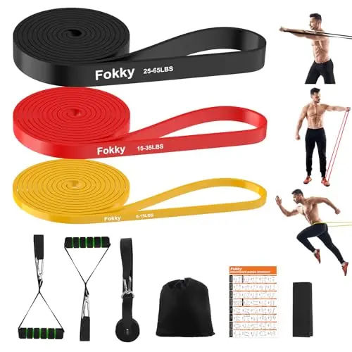 Fokky Fitnessbänder Set mit Türanker und Griffen - Widerstandsbänder für Krafttraining, Yoga und Pilates