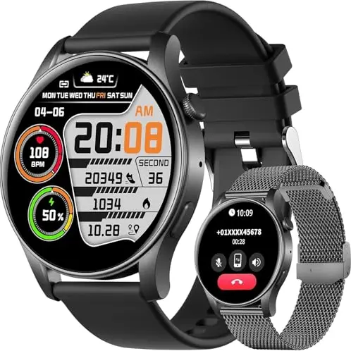 GedFong Smartwatch für Herren und Damen, 1,43 Zoll HD, wasserdicht, 107 Sportmodi, Schlaf- und Herzfrequenzüberwachung