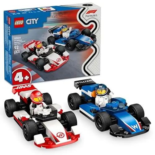 LEGO City F1 Williams und Haas Rennautos - Formel 1 Spielzeug mit 2 Minifiguren - Geschenkideen für Kinder ab 4 Jahren