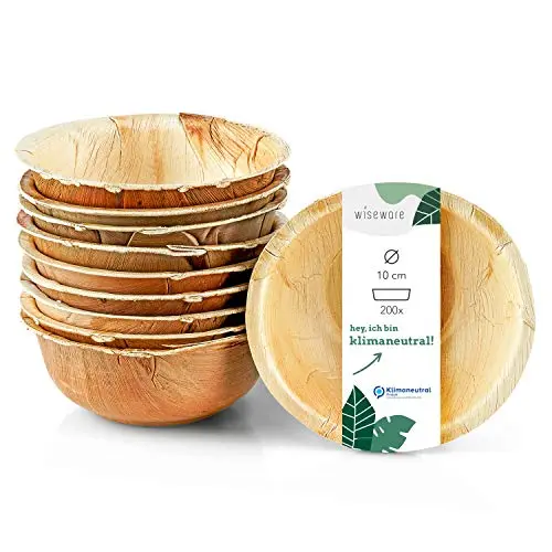 Wiseware Palmblatt Schale 85ml - 200 Stück Einweggeschirr - biologisch abbaubar - kompostierbar