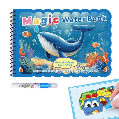 Canollo Wasser Malbuch für Kinder - Wiederverwendbares Malbuch mit Wasserstiften (Unterwasserwelt)