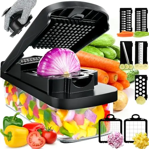 Gemüseschneider Mandoline Zerkleinerer Kartoffelschneider Zwiebelschneider in Schwarz