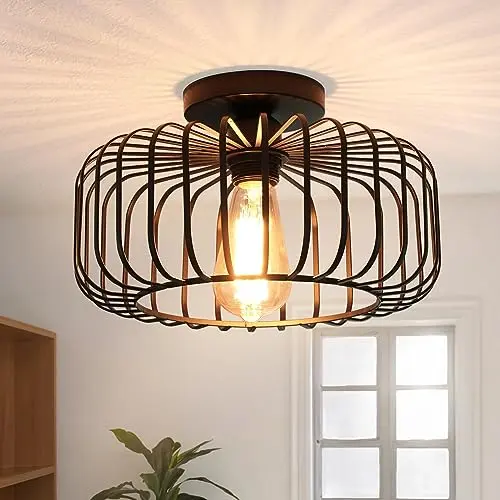 FRIDEKO HOME Deckenlampe Schwarz, Modern, E27, Runde Hängelampe für Küche, Flur, Wohnzimmer, Schlafzimmer, Esszimmer