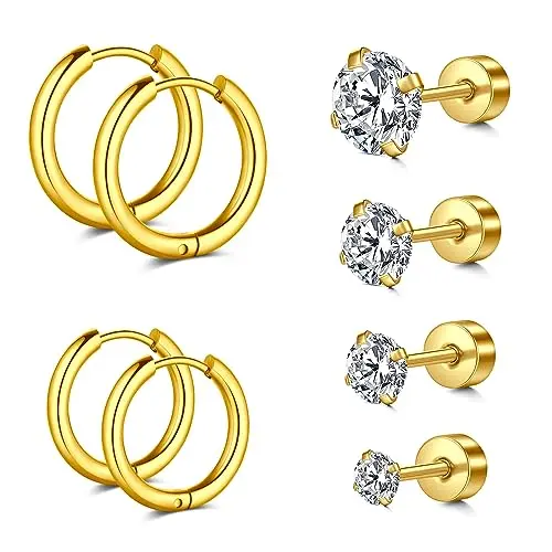 Longita Conch Piercing Ring mit Cubic Zirkonia aus Chirurgenstahl - Gold, 12g