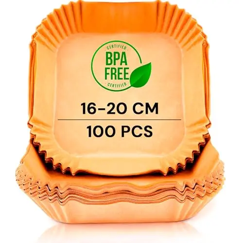 edihome Backpapier für Heißluftfritteuse, 100 Stück, 16-20 cm, Einweg-Zubehör