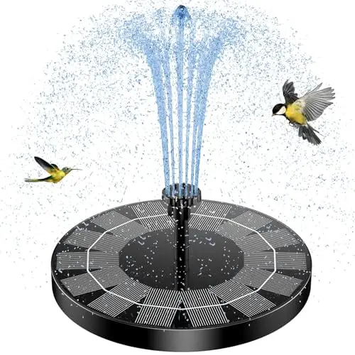 AISITIN Solarbrunnen für Außen mit 6 Fontänenstilen, 2,5W Wasserpumpe für Teich, Vogelbad und Gartenteich