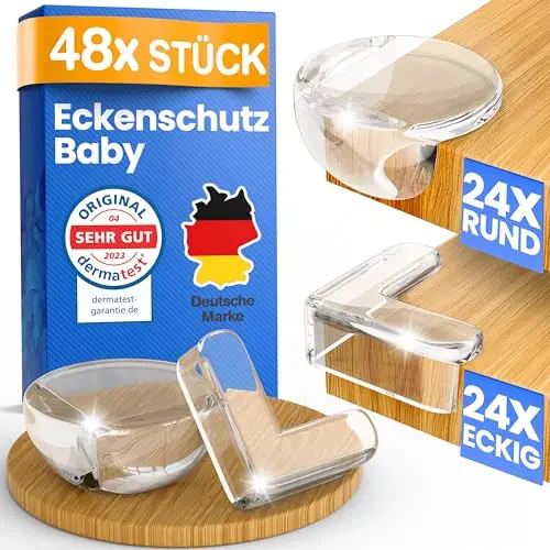 ADLERSFELD® 48x Eckenschutz für Babys - Selbstklebend & Stoßfest - Transparent