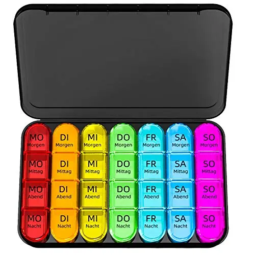 Doruimi Tablettenbox 7 Tage für unterwegs – BPA-frei, große Fächer, einfaches Design