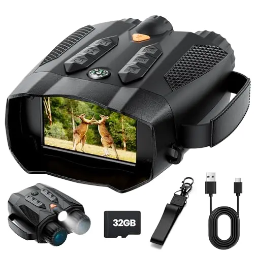 Nachtsichtgerät 4K für Jagd und Camping - Wiederaufladbares Fernglas mit 10X Digitalzoom