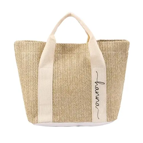 Personalisierte Strandtasche mit Namen - Wiederverwendbare Einkaufstasche für Mama, Geburtstagsgeschenk und Muttertag
