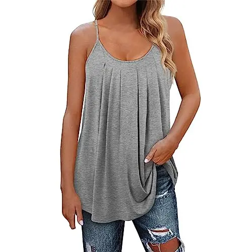 HOOUDO Damen Tops Sommer Elegant Camisole Bauchfrei Weiß mit Spitze und Schwarz Aufdruck