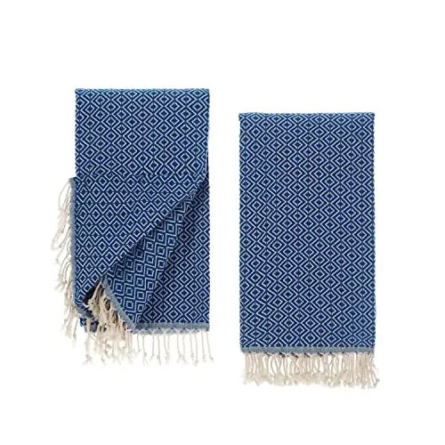 Tuiste Saunatuch Blau 2er Pack, Saunahandtuch für Damen und Herren, Strandtuch 100% Baumwolle, XXL Badehandtuch