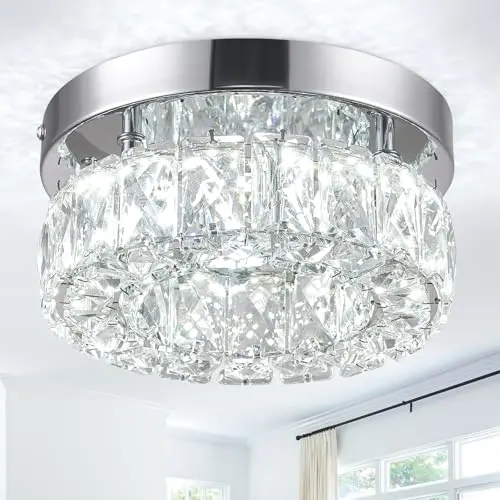 LEONTYNE Kristall LED Deckenleuchte Rund 16W | 20cm Ø für Küche, Flur & Eingangsbereich