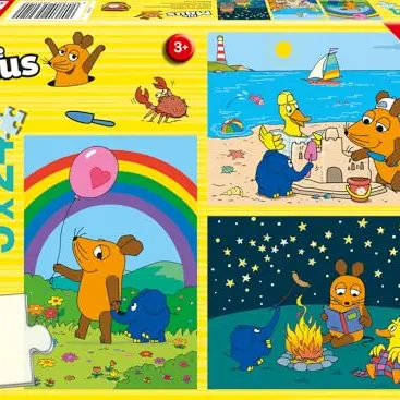 Schmidt Spiele Die Maus Gute Freunde Kinderpuzzle, 3x24 Teile, Blau