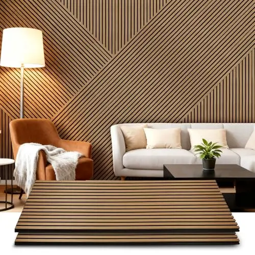 LARWORKS Akustikpaneele Holz 120×60 cm - 2 Stück Wandpaneele in Holzoptik für Wand & Decken, Schallabsorption, Für Wohnräume, Büros, Studios