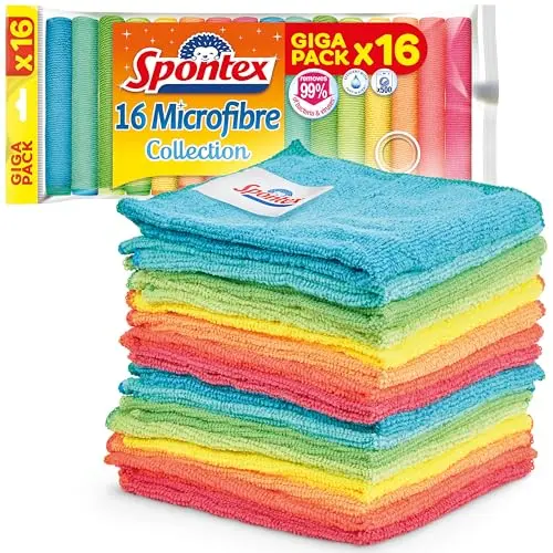 Spontex Mikrofaser Reinigungstuch | Bunte Tücher für viele Einsatzgebiete | 16 Stück