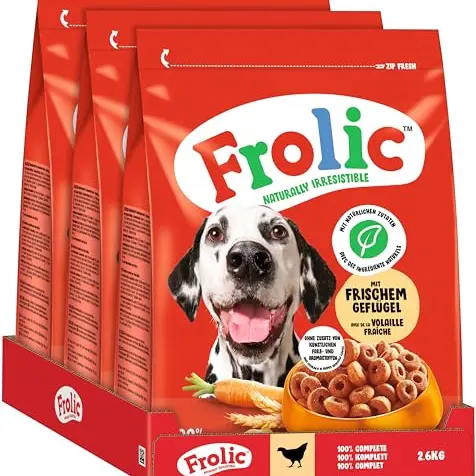Frolic Hunde Trockenfutter mit frischem Geflügel 3x2,6kg