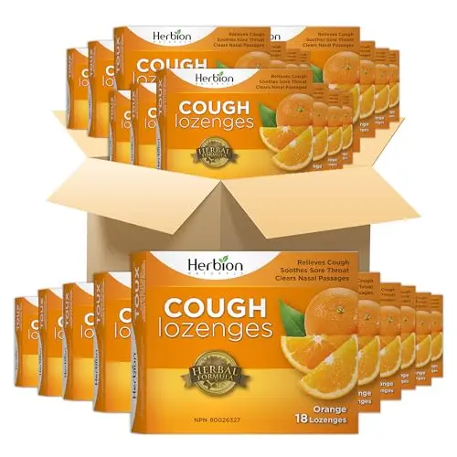 Herbion Naturals Hustenbonbons mit Orangengeschmack, 18 Lutschtabletten