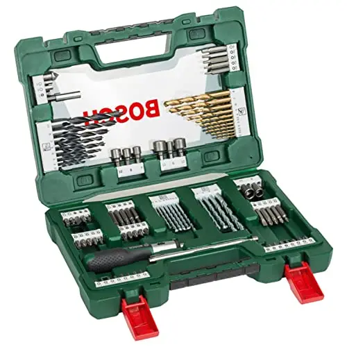 Bosch 91tlg. Titanium-Bohrer-Set V-Line (für Holz, Stein und Metall, inkl. Schraubendreher und Zubehör)