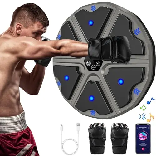 Lvelfe Musik Boxmaschine mit Boxhandschuhen und 9 Geschwindigkeitsmodi - Bluetooth-fähiges Geschenk für Erwachsene und Kinder