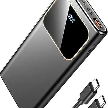 Power Bank 10000 mAh, 22,5W Schnellladung, USB-C Externer Akku, Tragbares Ladegerät, Elegantes Schwarz