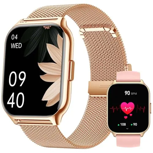 ZOSKVEE Smartwatch für Damen und Herren mit 2 Zoll Touch-Display, Fitness-Tracker, Blutdruckmessung und Schrittzähler