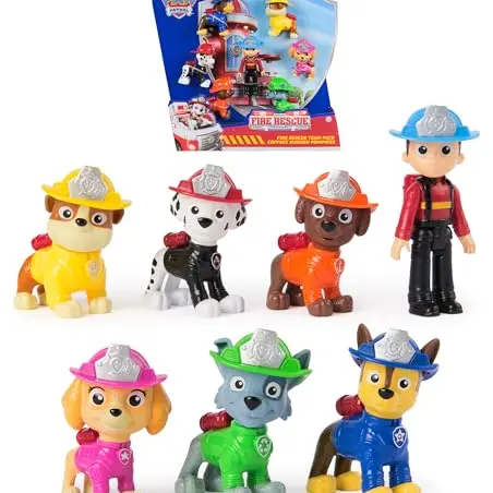 PAW PATROL Fire Rescue Feuerwehr-Hundefiguren Geschenkset, 7 Stück für Kinder ab 3 Jahren