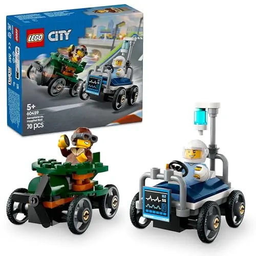 LEGO City Flugzeug und Rennwagen Set - Bauset für Jungen und Mädchen ab 5 Jahren - 60459