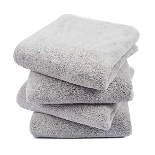 KinHwa 4er Pack Mikrofaser Handtücher, Stark Wasserabsorbierend, Schnelltrocknend, 40x76cm, Hellgrau