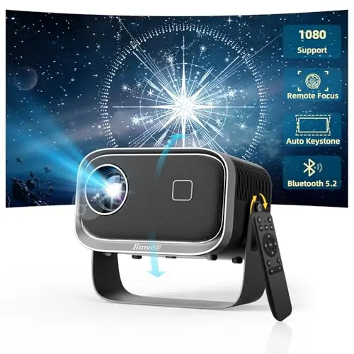 Jimveo 2025 Mini Beamer 1080P HD mit WiFi6 & Bluetooth – 4K Unterstützung für Heimkino, 300'' Display