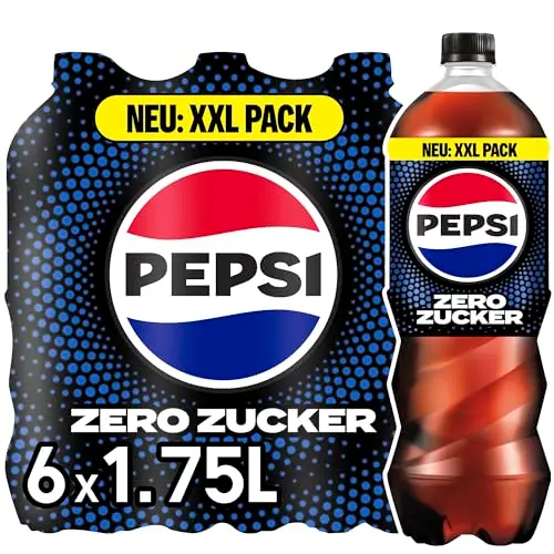 Pepsi Zero Sugar – Zuckerfreies Erfrischungsgetränk, kalorienfreie Cola, Einwegflasche (6 x 1,75 l)