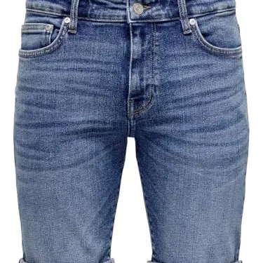ONLY & SONS Herren Jeans Shorts Bermuda aus Denim, dunkelblau, Größe L