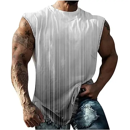 KOG Tank Top Herren, Ärmelloses Sportshirt, Sommer, Baumwolle, Lässig, Muskelshirt, Grau, XL