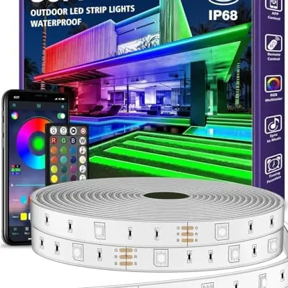 AILBTON 18M Wasserdichte LED Lichterkette mit App-Steuerung und Musik-Synchronisation für Balkon, Terrasse und Garten