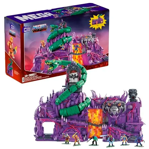 Mega Masters of the Universe - Snake Mountain Bauset mit 3.800 Teilen und 6 Figuren, Spielzeug ab 14 Jahre