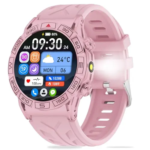 GedFong Damen Smartwatch Pink – Fitnessuhr mit 24/7 Herzfrequenz, SpO2, 100 Sportmodi & DIY-Zifferblatt