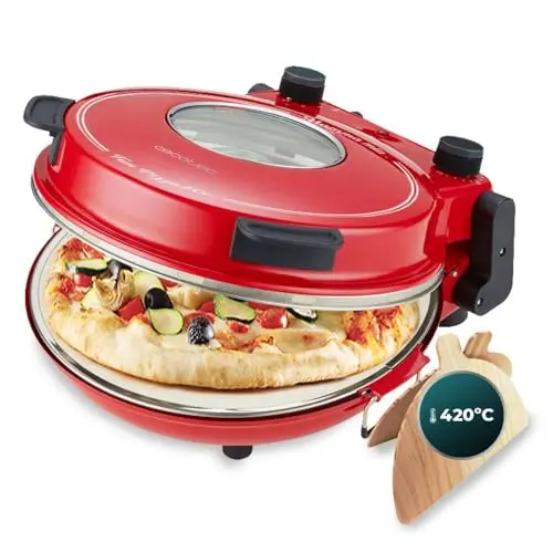Cecotec Pizzaofen Fun Pizza&Co Mamma Mia, 1200 W, 30 cm, bis 420℃, mit Timer und Keramikplatte