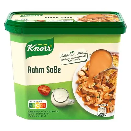 Knorr Rahm Soße - Leckere hellbraune Sauce ohne Geschmacksverstärker, 17 Portionen