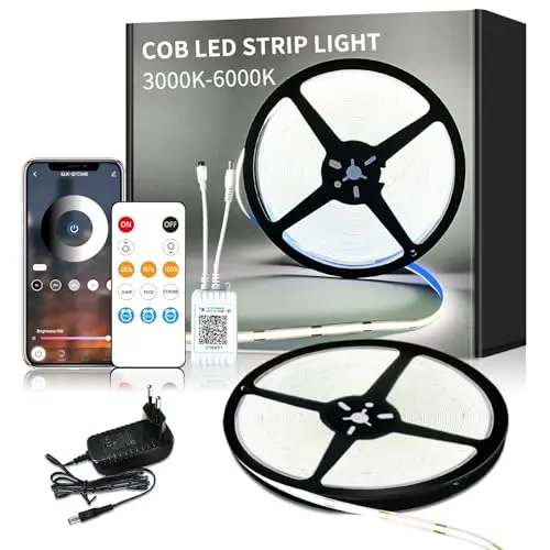 Yeewhale COB LED Strip 10m mit APP und Fernbedienung, dimmbar, ideal für Schlafzimmer und DIY-Dekoration