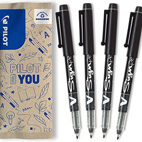 PILOT V-Sign Faserschreiber, Schwarz, 4er Pack