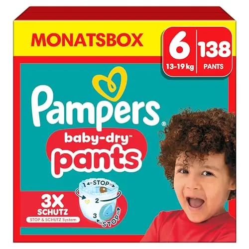 Pampers Baby-Dry Pants Größe 6, 138 Windeln, 360° Passform gegen Auslaufen